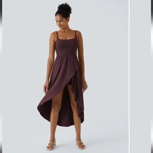 HALARA Purple High Low Sundress Square Neck